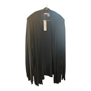 Jubby Black Open Front Stretchy Slouch Pocket Cardigan Size 2XL